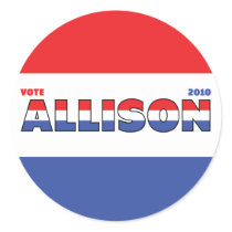 Vote Allison 2010 Elections Red White and Blue Round Stickers