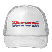 Vote Brewer 2010 Elections Red White and Blue Mesh Hats