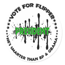 VOTE FOR FLIPPER ROUND STICKER