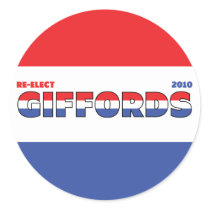 Vote Giffords 2010 Elections Red White and Blue Round Sticker