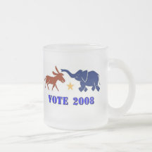 VOTE IN 2008 FROSTED COFFEE MUG CUP POLITICS