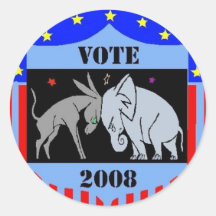VOTE IN 2008 STICKERS DEMOCRAT REPUBLICAN POLITICS