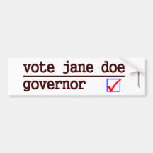 "Vote Jane Doe" Governor Bumper Bumper Sticker