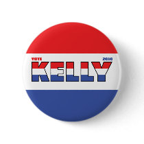 Vote Kelly 2010 Elections Red White and Blue Pinback Buttons