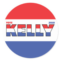Vote Kelly 2010 Elections Red White and Blue Round Sticker
