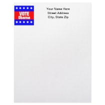 Vote Obama Custom Letterhead