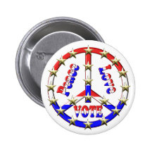 Vote Peace Sign Pinback Buttons