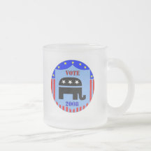 VOTE REPUBLICAN IN 2008 FROSTED COFFEE MUG CUP