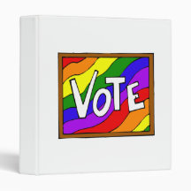 Vote the rainbow 3 ring binders