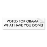 VOTED FOR OBAMA?WHAT HAVE YOU DONE! BUMPER STICKERS