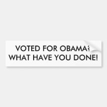 VOTED FOR OBAMA?WHAT HAVE YOU DONE! BUMPER STICKERS