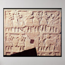 Votive plaque depicting an offering scene print