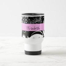 Votre damassé nommée tourbillonne rose blanc noir  tasse