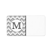 Votre lettre. Monogramme gris de motif de zigzag Étiquettes D’adresse