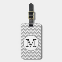 Votre lettre. Monogramme gris de motif de zigzag Étiquettes À Bagage