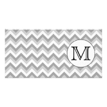Votre lettre. Monogramme gris de motif de zigzag Photocarte