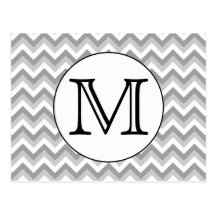 Votre lettre. Monogramme gris de motif de zigzag Carte Postale