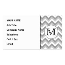 Votre lettre. Monogramme gris de motif de zigzag Modèle De Carte De Visite