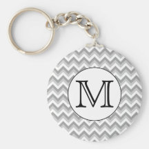 Votre lettre. Monogramme gris de motif de zigzag Porte-clés