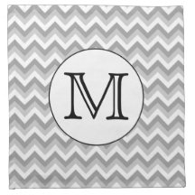 Votre lettre. Monogramme gris de motif de zigzag Serviettes Imprimées
