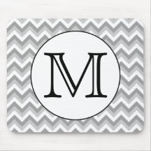 Votre lettre. Monogramme gris de motif de zigzag Tapis De Souris