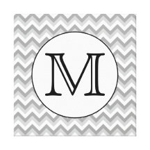 Votre lettre. Monogramme gris de motif de zigzag Toiles Tendues