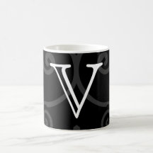 Votre lettre. Monogramme noir/blanc fait sur comma Tasse À Café