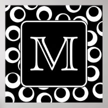 Votre lettre. Monogramme noir et blanc. Motif d'am Posters