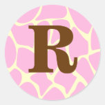 Votre monogramme de coutume de lettre. Copie rose  Adhésifs Ronds