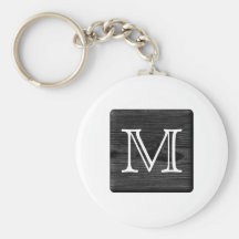 Votre monogramme de lettre. Image de bois noir Porte-clef