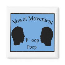 Vowel Movement - Blue Refrigerator Magnets