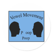 Vowel Movement - Blue Round Stickers