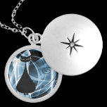 VoxKitty Black Cat on Rainbow Waves - Blue necklaces