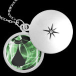 VoxKitty Black Cat on Rainbow Waves - Green necklaces