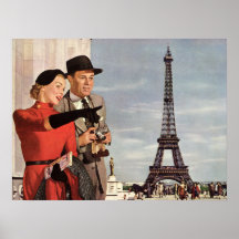 Voyage vintage - amants à Paris Poster