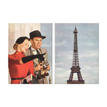 Voyage vintage - amants à Paris Impression Sur Toile