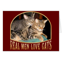 Vrais chats d'amour d'hommes carte de vœux