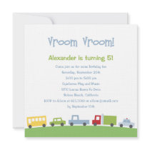 Vroom Vroom Cars Birthday Party Invitation