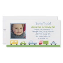 Vroom Vroom Cars Photo Birthday Party Invitation Picture Card