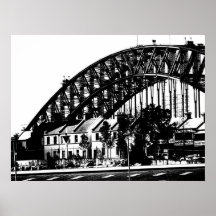 Vue 6 de pont de port affiches