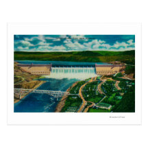 Vue aérienne de barrage grand de Coulee Cartes Postales