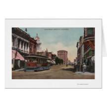 Vue de rue principale avec la voiture de rue cartes de vœux