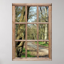 Vue en bois d'une fenêtre posters
