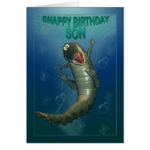 Vue sous-marine de crocodile heureux vif d'anniver cartes de vœux