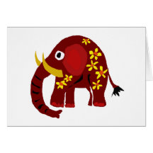 VW- Elephant and Daisies Primitive Art Cards