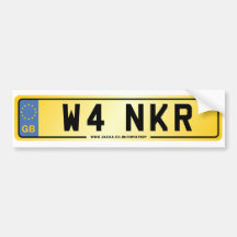 W4 NKR Number Plate Bumper Sticker