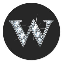 "W" Diamond Bling Sticker