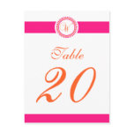 W Dot Circle Monogram Table Number (Pink/Orange) Postcard