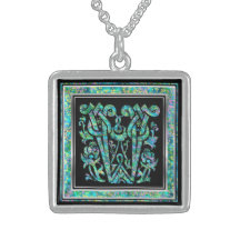 W Initial Monogram "Masselle Blue" Necklace