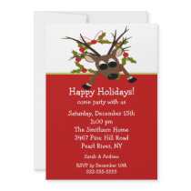 Wacky Reindeer Happy Holiday Party Invitation